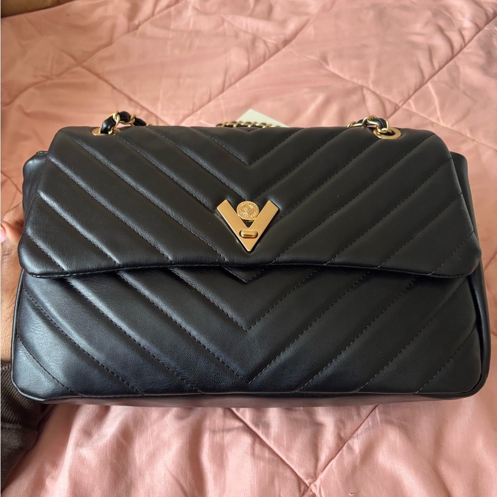 Valentino Orlandi Black Chevron Shoulder Bag